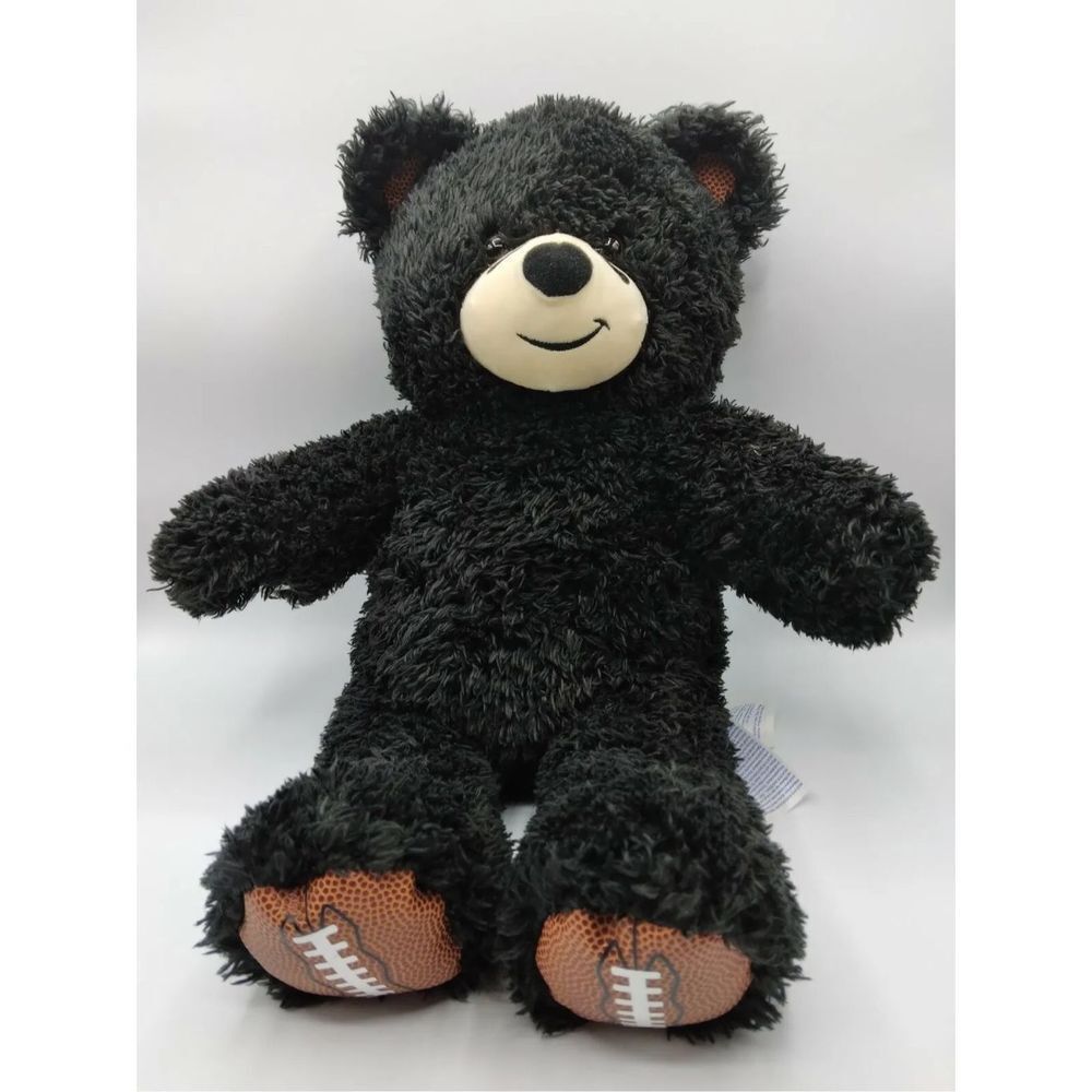 Build A Bear Football Teddy Bear Plush Stuffed Animal Black 17"